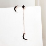 2018 Hot Style New Arrival Full Rhinestone Moon Star Pendant Asymmetric Earrings For Women Fashion Personality Long Pendientes