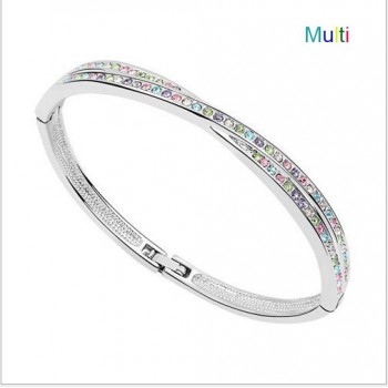 AAAA+ Rhinestones Circle Cuff X Bracelet Bangle Fashion jewelry free drop shipping charms women cute romantic lover gift quality