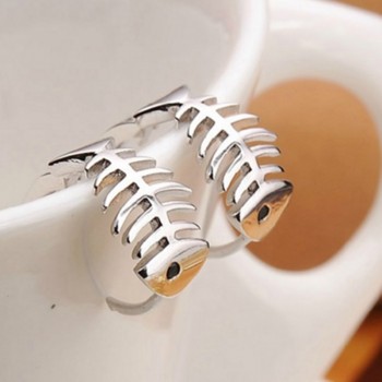 NEHZY Silver fish bone pierced earrings retro fashion jewelry gift new high quality lady cute little fish Hoop Earrings