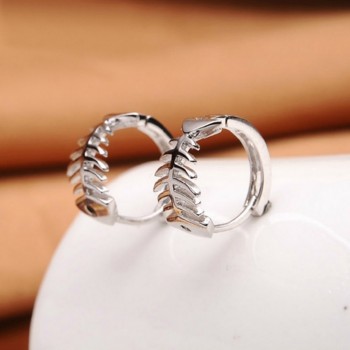 NEHZY Silver fish bone pierced earrings retro fashion jewelry gift new high quality lady cute little fish Hoop Earrings