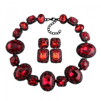 Best lady 2016 Newest Bridal Jewelry Crystal Gem Rhinestone Geometric Luxury Statement Luxury Maxi Choker Collier Necklace 3495