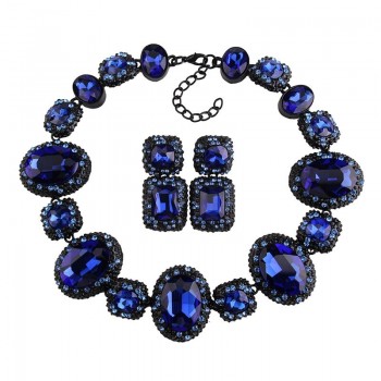 Best lady 2016 Newest Bridal Jewelry Crystal Gem Rhinestone Geometric Luxury Statement Luxury Maxi Choker Collier Necklace 3495
