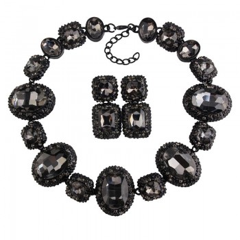 Best lady 2016 Newest Bridal Jewelry Crystal Gem Rhinestone Geometric Luxury Statement Luxury Maxi Choker Collier Necklace 3495