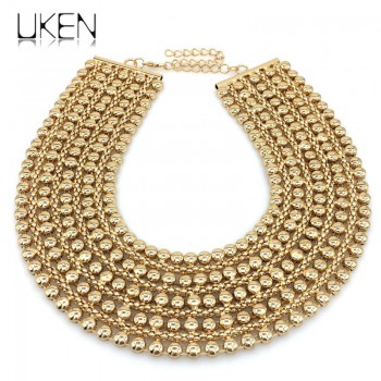 UKEN Metal Beads Chunky Maxi Necklaces For Women 2018 Fashion Choker Collar Statement Necklace Vintage Jewelry Wedding Party