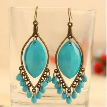 Fashion Hot Selling New Style 3 Colors Blue White Orange Stone Tassel Earring E35