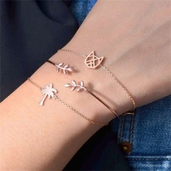 HuaTang Bohemian Layered Map Crown Arrow Bracelets Geometirc Gold Leaves Bangle Set Alloy Chain Bangles Bracelet Jewelry