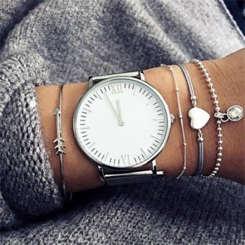 HuaTang Bohemian Layered Map Crown Arrow Bracelets Geometirc Gold Leaves Bangle Set Alloy Chain Bangles Bracelet Jewelry