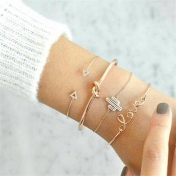 HuaTang Bohemian Layered Map Crown Arrow Bracelets Geometirc Gold Leaves Bangle Set Alloy Chain Bangles Bracelet Jewelry
