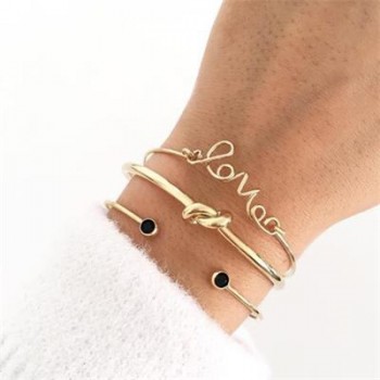 HuaTang Bohemian Layered Map Crown Arrow Bracelets Geometirc Gold Leaves Bangle Set Alloy Chain Bangles Bracelet Jewelry