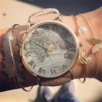 HuaTang Bohemian Layered Map Crown Arrow Bracelets Geometirc Gold Leaves Bangle Set Alloy Chain Bangles Bracelet Jewelry