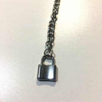 2019 Punk Rock Men Women  Stainless Steel Lock Pendant Choker Unisex Gothic Necklace