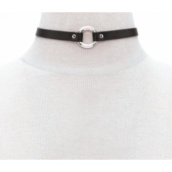 Fashion jewelry black leather round choker necklace N1926