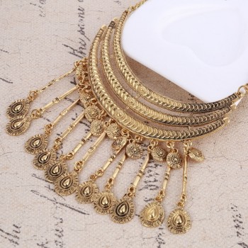 Women Gypsy Necklace Fashion Jewelry Bohemian Antique Gold Coin Necklace Vintage Trendy Turkish Indian Ethnic Necklace 2017