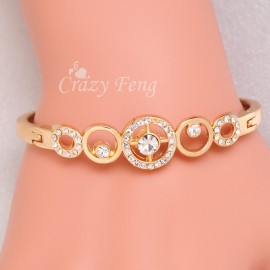 Trendy Brand Gold Color Round Crystal Cross Charms Bracelets Bangles for Women Wedding Party Bridal Costume Jewelry Bijoux Gift