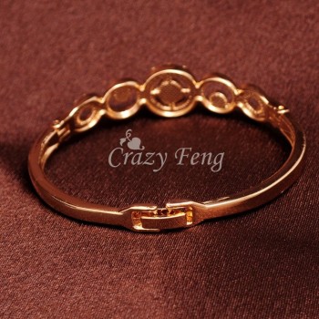 Trendy Brand Gold Color Round Crystal Cross Charms Bracelets Bangles for Women Wedding Party Bridal Costume Jewelry Bijoux Gift