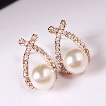 Simple Design Rhinestone Crystal Flower Silver Stud Earrings Fashion Jewelry Piercing Ear Studs for Women Wedding Party Gift