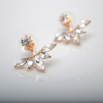 Simple Design Rhinestone Crystal Flower Silver Stud Earrings Fashion Jewelry Piercing Ear Studs for Women Wedding Party Gift