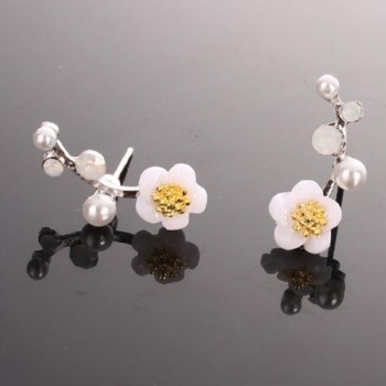 Simple Design Rhinestone Crystal Flower Silver Stud Earrings Fashion Jewelry Piercing Ear Studs for Women Wedding Party Gift