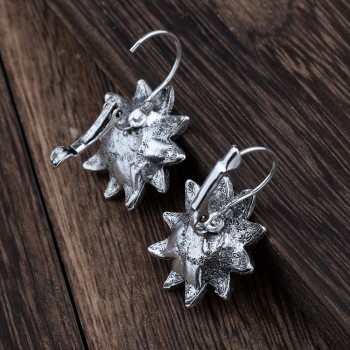 MYTHIC AGE Tibetan Silver Color Carved Flower Vintage Ethnic Drop Dangle Earrings Retail Jewelry Jewellery Gift For Women Girls