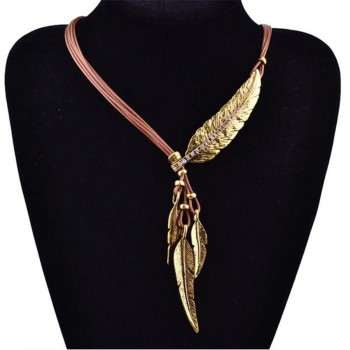 Collier Femme Feather Necklaces amp; Pendants Rope Leather Vintage Maxi Colar For Statement Necklace Women Fashion Jewelry Bijoux