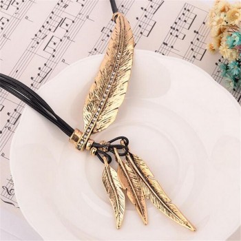 Collier Femme Feather Necklaces amp; Pendants Rope Leather Vintage Maxi Colar For Statement Necklace Women Fashion Jewelry Bijoux