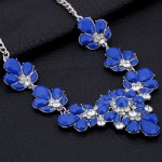 ZOSHI Colorful Rhinestone Flower Necklaces Women Fashion Crystal Jewelry Charm Silver Chain Choker Statement Bib Collar Necklace