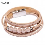 ALLYES Leather Bracelets for Women Femme 5 Ceramic Beads Double Wrap Multilayer Bracelets amp; Bangles Bracelet Female Jewelry Gift