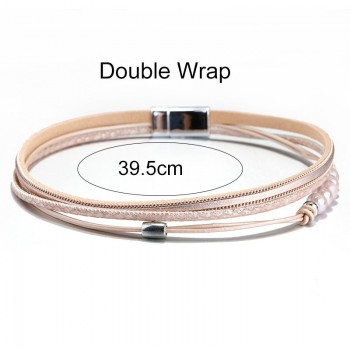 ALLYES Leather Bracelets for Women Femme 5 Ceramic Beads Double Wrap Multilayer Bracelets amp; Bangles Bracelet Female Jewelry Gift