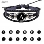 26 Letter Bracelet Personality Team Name Rope Bracelet Black Leather Bracelet Male Female Fashion Accessories Gift Glass Dome