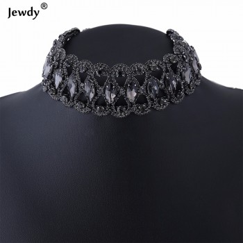 2018 Luxury Punk Flower Crystal Rhinestone Choker Collar Women Gold Silver Chain Necklace Statement Wedding Chocker Jewelry