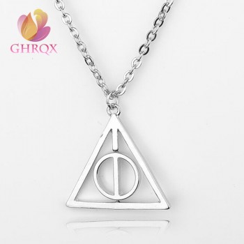 jewelry Accessories Harry  and the Deathly Hallows Potter Pendant Necklace Retro Triangle Round Sweater Chain Necklace