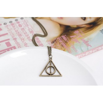 jewelry Accessories Harry  and the Deathly Hallows Potter Pendant Necklace Retro Triangle Round Sweater Chain Necklace