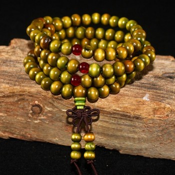 108 Beads Sandalwood Buddhist Buddha Meditation Wooden Beaded Mala Bracelet For Women Men Prayer Rosary Hanging Decoration