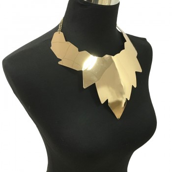 MANILAI Shiny surface Alloy Statement Necklaces Women Steampunk Big Leaf Design Collar Choker Necklace 2018 Fashion Jewelry
