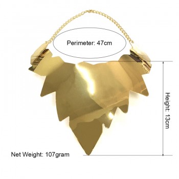 MANILAI Shiny surface Alloy Statement Necklaces Women Steampunk Big Leaf Design Collar Choker Necklace 2018 Fashion Jewelry