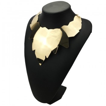 MANILAI Shiny surface Alloy Statement Necklaces Women Steampunk Big Leaf Design Collar Choker Necklace 2018 Fashion Jewelry