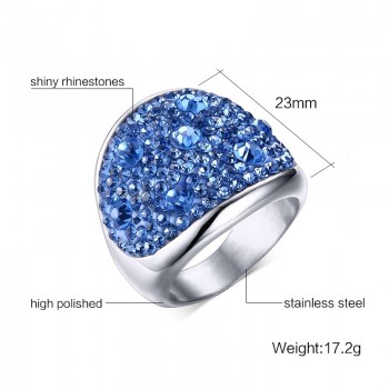 Vnox Crystal Rings For Women Multicolor Rhinestone Stainless Steel Wedding Female Teen Jewelry Chic Chunky Ring