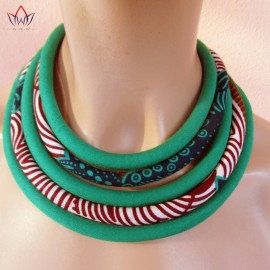 BRW 2019 Ankara Fabric Necklaces Multi-layered  Handmade Jewelry Necklaces African Bib Statement Necklaces Tribal Jewelry WYX34