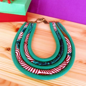 BRW 2019 Ankara Fabric Necklaces Multi-layered  Handmade Jewelry Necklaces African Bib Statement Necklaces Tribal Jewelry WYX34