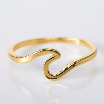 Women Finger Ring Alloy Sea Wave Simple Wedding Bride Ring Jewelry Gift KQS8