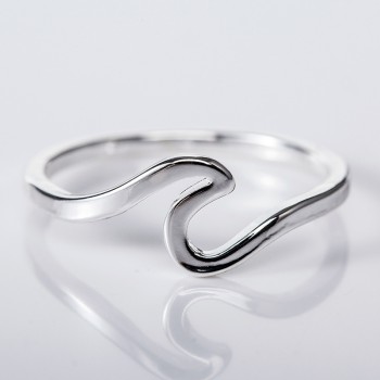 Women Finger Ring Alloy Sea Wave Simple Wedding Bride Ring Jewelry Gift KQS8