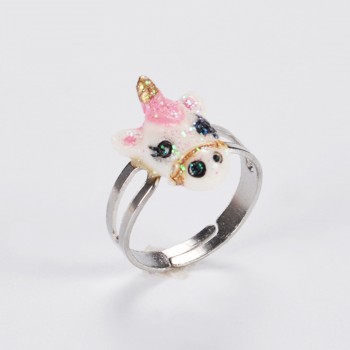 PIXNOR 5Pcs Elegant Unique Stylish Fashion Durable Unicorn Head Adjustable Ring Jewelry for Girls Kids Children