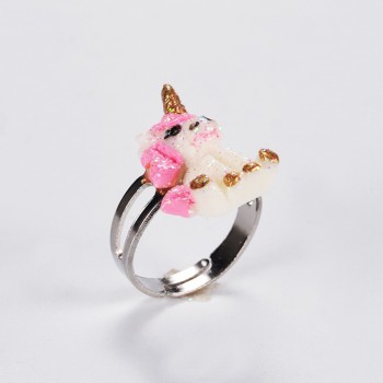 PIXNOR 5Pcs Elegant Unique Stylish Fashion Durable Unicorn Head Adjustable Ring Jewelry for Girls Kids Children