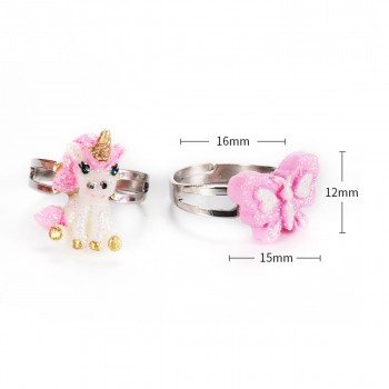 PIXNOR 5Pcs Elegant Unique Stylish Fashion Durable Unicorn Head Adjustable Ring Jewelry for Girls Kids Children