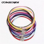COMEOWN 10pcs Mixed Colors Real Leather Necklace Cord 3mm 12-30 inch Dull Silver Tone Magnetic Clasp Leather Necklaces Choker