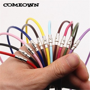 COMEOWN 10pcs Mixed Colors Real Leather Necklace Cord 3mm 12-30 inch Dull Silver Tone Magnetic Clasp Leather Necklaces Choker