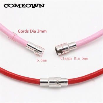 COMEOWN 10pcs Mixed Colors Real Leather Necklace Cord 3mm 12-30 inch Dull Silver Tone Magnetic Clasp Leather Necklaces Choker