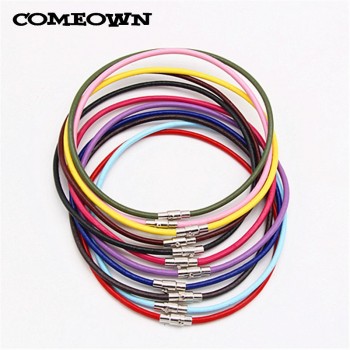 COMEOWN 10pcs Mixed Colors Real Leather Necklace Cord 3mm 12-30 inch Dull Silver Tone Magnetic Clasp Leather Necklaces Choker