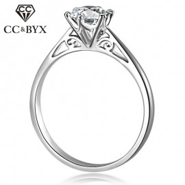 CC Classic Bridal Wedding Rings For Women 0.3ct 0.5ct Six Claw Propose Engagement Ring Accessories Non Fading Bijoux Femme CC821