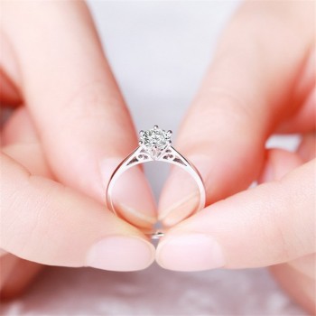 CC Classic Bridal Wedding Rings For Women 0.3ct 0.5ct Six Claw Propose Engagement Ring Accessories Non Fading Bijoux Femme CC821